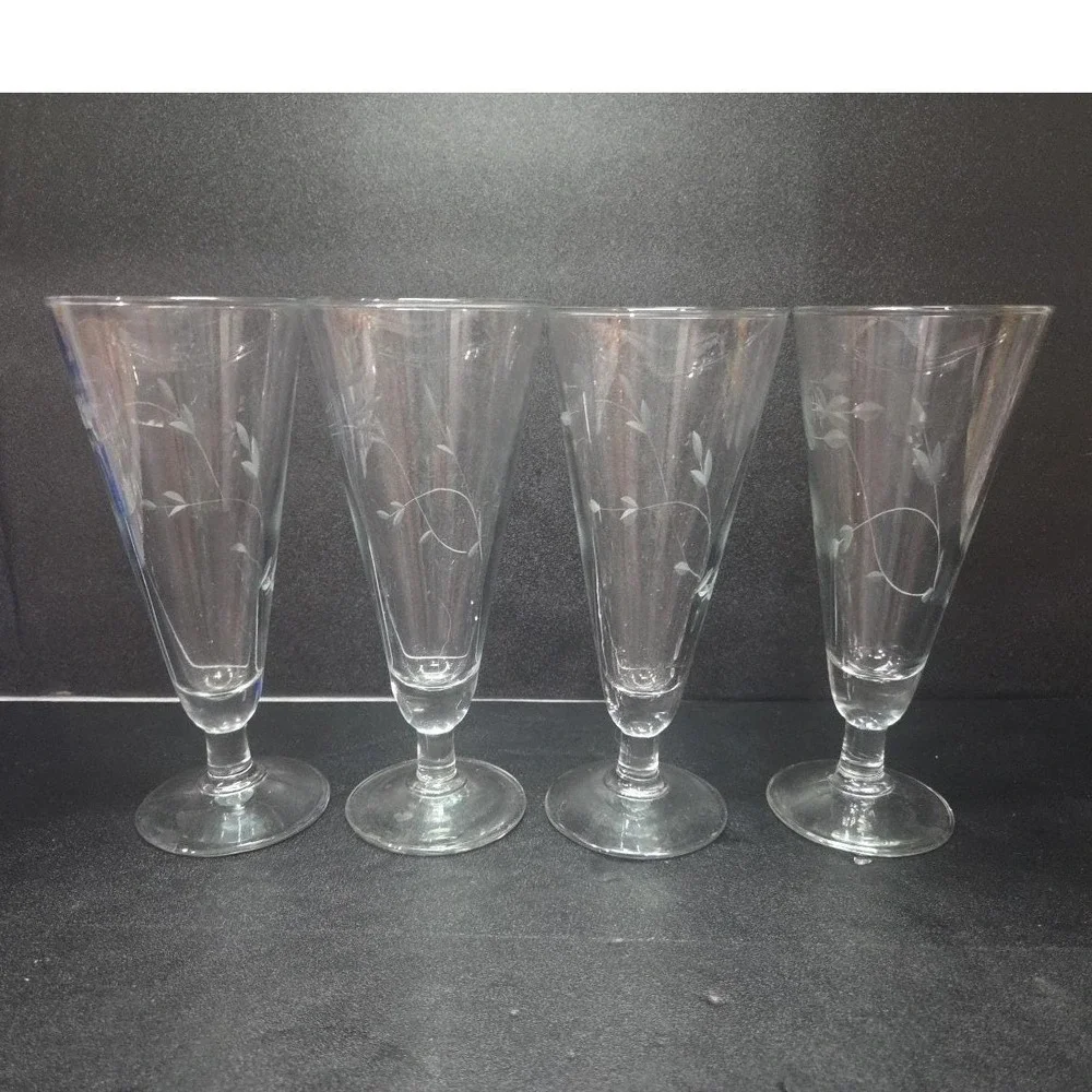 Princess‎ House Heritage Pilsner Glasses, Set of 4, Vintage Footed Glassware